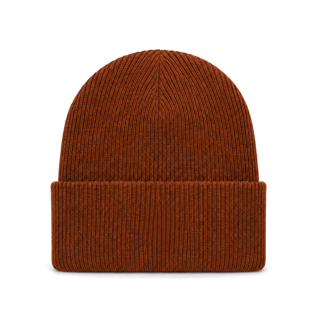 Heavy Knitted Ovis Beanie — Rust – vy 2